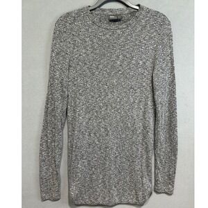 ASOS Long Sweater Top‎ Women Medium Gray Ribbed Curved Hem Minimalist Boho